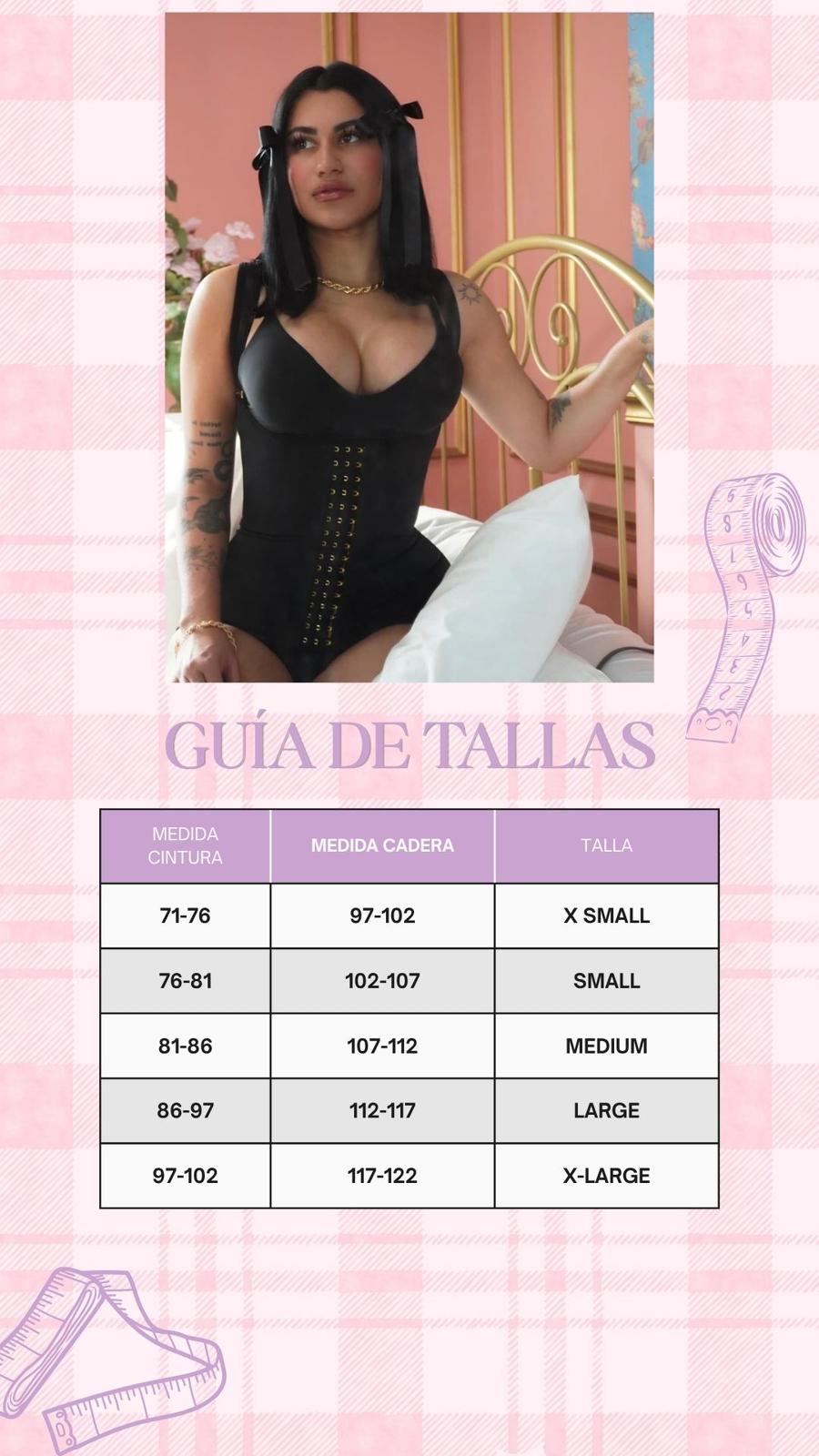 Tabla de medidas de fajas Con Amore PR